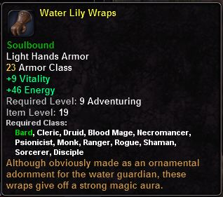 In-game tooltip for Water Lily Wraps