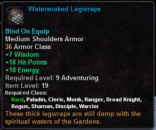 In-game tooltip for Watersoaked Legwraps