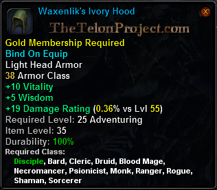 In-game tooltip for Waxenlik s Ivory Hood