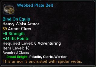 In-game tooltip for Webbed Plate Belt