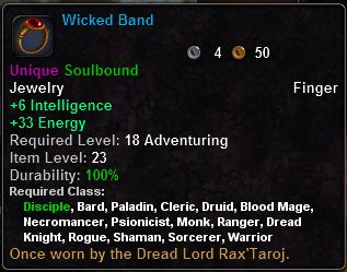 In-game tooltip for Wicked Band
