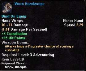 In-game tooltip for Worn Handwraps