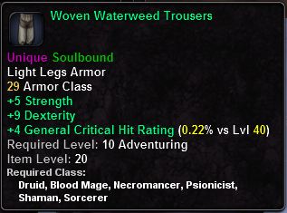 In-game tooltip for Woven Waterweed Trousers