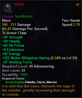 In-game tooltip for Wrath