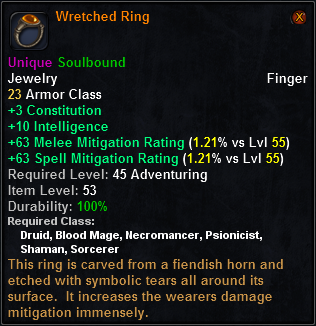 In-game tooltip for Wretched Ring