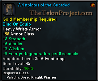 In-game tooltip for Wristplates of the Guarded