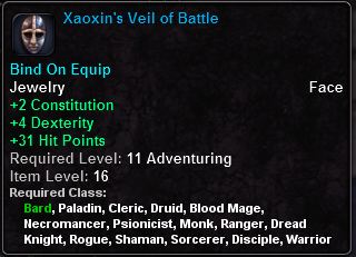 In-game tooltip for Xaoxin's Veil of Battle
