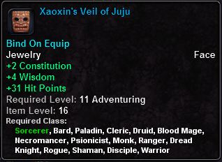 In-game tooltip for Xaoxin's Veil of Juju