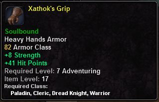 In-game tooltip for Xathok's Grip