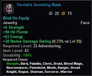 In-game tooltip for Yerrleks Scowling Mask
