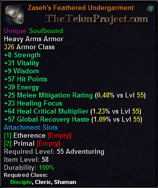 In-game tooltip for Zaseh's Feathered Undergarment