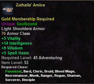 In-game tooltip for Zuthalis Amice