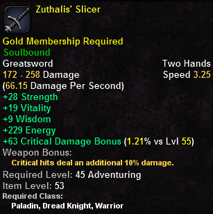 In-game tooltip for Zuthalis Slicer