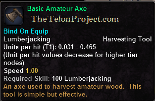 In-game tooltip for Basic Amateur Axe