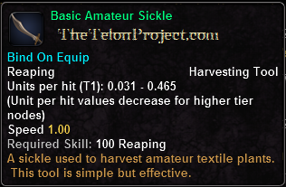 In-game tooltip for Basic Amateur Sickle