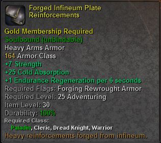 In-game tooltip for Forged Infineum Plate Reinforcements