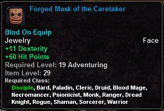 In-game tooltip for Forged Mask Of The Caretaker