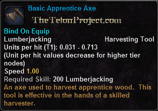 In-game tooltip for Basic Apprentice Axe