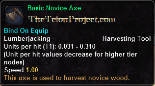 In-game tooltip for Basic Novice Axe