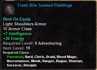 In-game tooltip for Fresh Bile Soaked Paddings