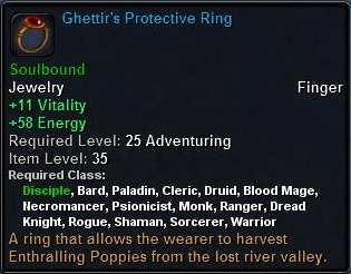 In-game tooltip for Ghettir's Protective Ring