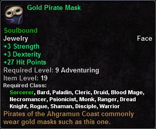 In-game tooltip for Gold Pirate Mask