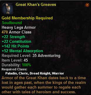 In-game tooltip for Great Khan's Greaves
