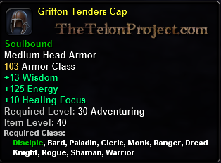 In-game tooltip for Griffon Tenders Cap