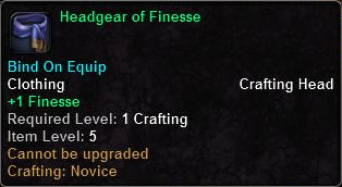 In-game tooltip for Headgear Of Finesse