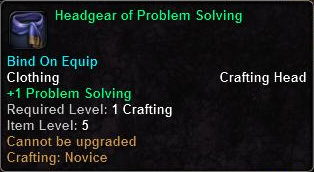 In-game tooltip for Headgear Of Problem Solving