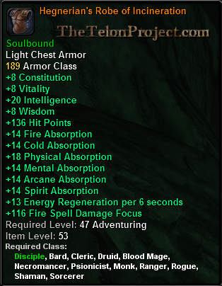 In-game tooltip for Hegnerian's Robe Of Incineration