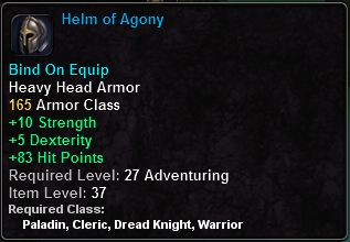 In-game tooltip for Helm Of Agony