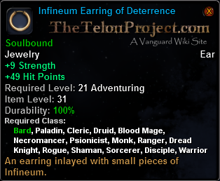 In-game tooltip for Infineum Earring Of Deterrence