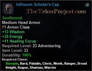 In-game tooltip for Infineum Scholar's Cap