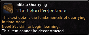 In-game tooltip for Initiate Quarrying