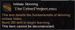 In-game tooltip for Initiate Skinning