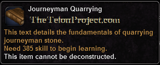 In-game tooltip for Journeyman Quarrying