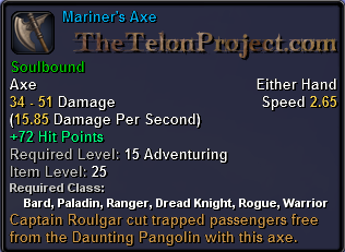 In-game tooltip for Mariner's Axe