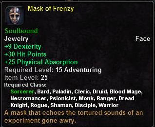 In-game tooltip for Mask Of Frenzy