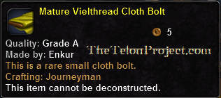 In-game tooltip for Mature Vielthread Cloth Bolt