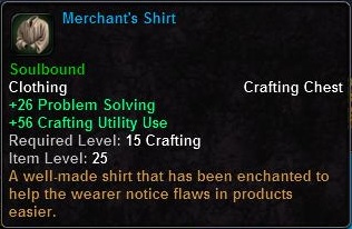 In-game tooltip for Merchant's Shirt