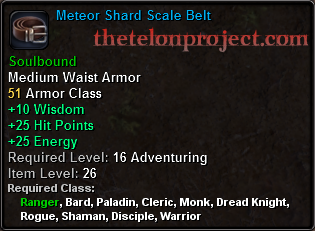 In-game tooltip for Meteor Shard Scale Belt