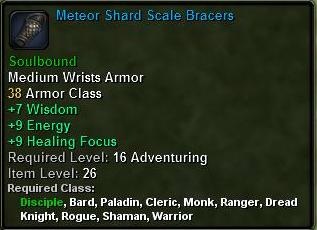 In-game tooltip for Meteor Shard Scale Gloves