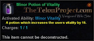 In-game tooltip for Minor Potion Of Vitality