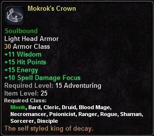 In-game tooltip for Mokrok's Crown