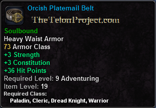 In-game tooltip for Orcish Platemail Belt