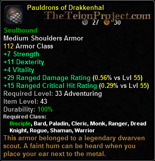 In-game tooltip for Pauldrons Of Drakkenhal