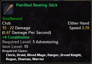 In-game tooltip for Petrified Beating Stick