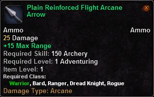 In-game tooltip for Plain Reinforced Flight Arcane Arrow
