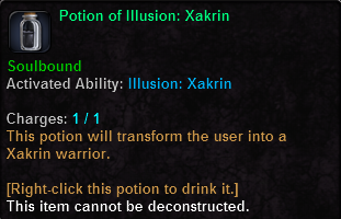 In-game tooltip for Potion Of Illusion: Xakrin
